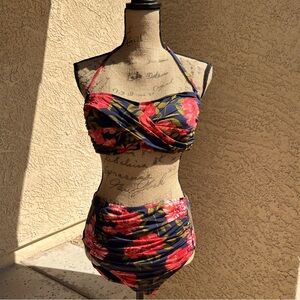Ruched Bandeau Top 2 piece bathing suit size 14